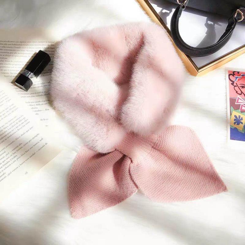 Fur Scarf Collar Cross-hair Korean Collar Super Cute Girl Imitation Hare Female Winter  Version