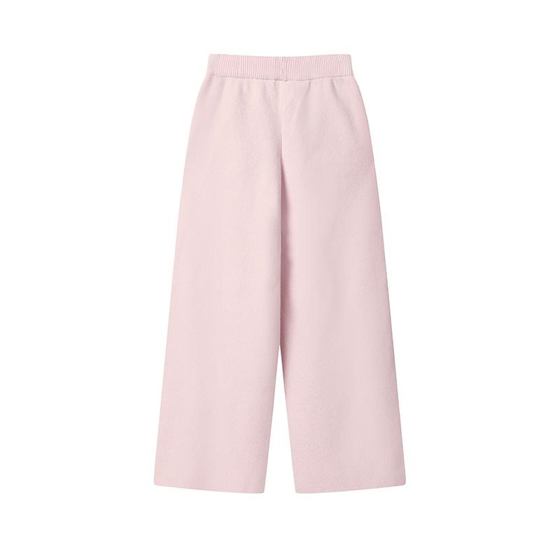 FILA Original Fashionable Personality Trendy Elegant Versatile Warm Knitted Casual Pants Women bottoms Pink F51W549605FPK
