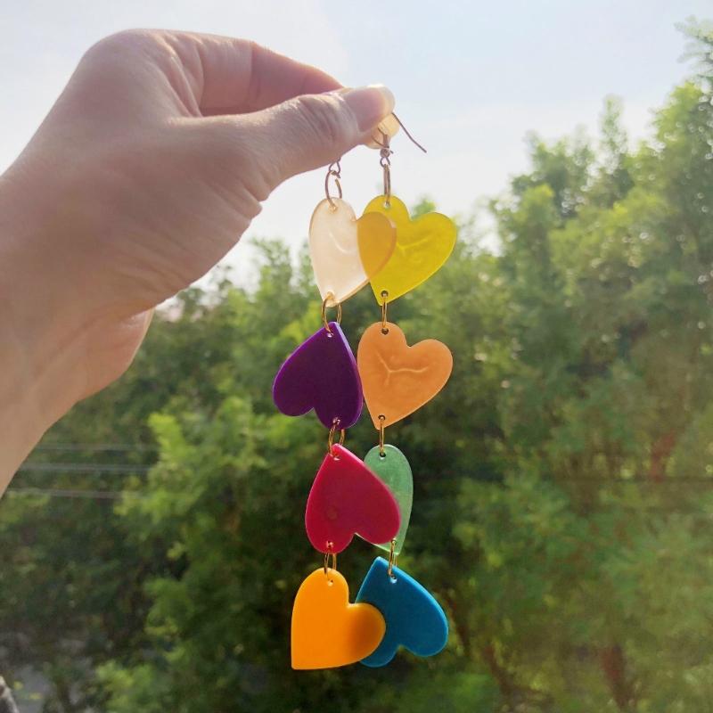 Geometric Love Heart Earring Epoxy Resin Silicone Mold Luggage Bag Tags Casting Molds with Hole for DIY Crafts Making