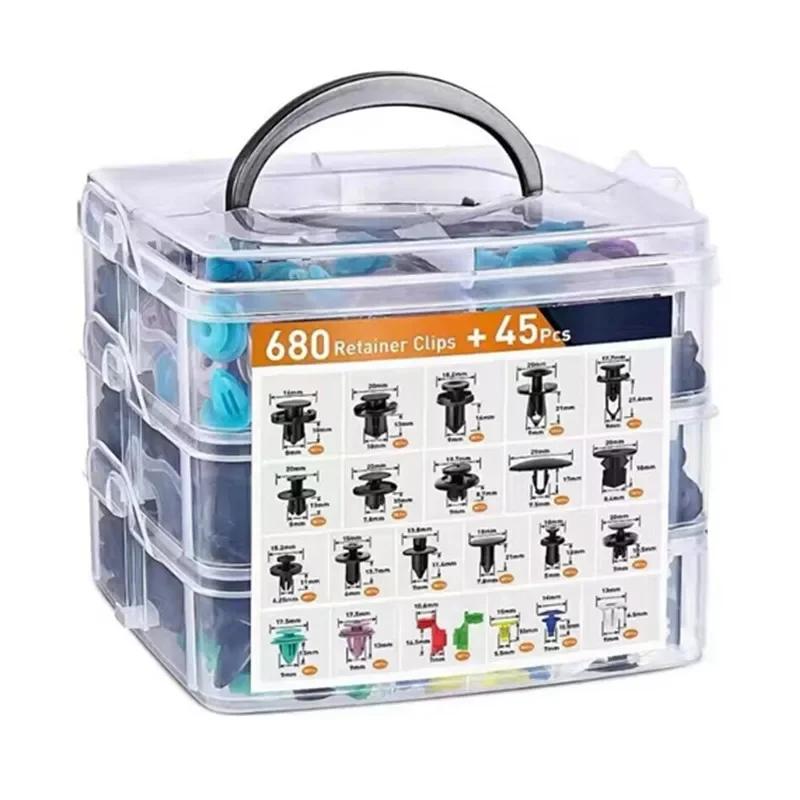 800Pcs-100pcs Car Plastic Retainer Clips Set Auto Fender Push Pin Rivet Door Trim Panel Retainer Car Bumper Fasteners Clips Tool 680 Pcs