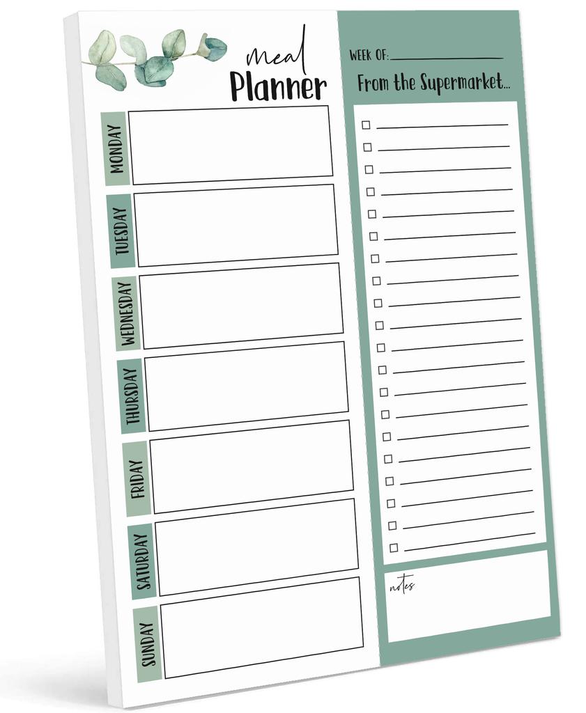 Inkdotpot Poznámkový blok Weekly Meal Planner 7" x 10, "Kuchyňské menu" Magnetický blok pro plánování jídla s odtrhávacími listy S-54
