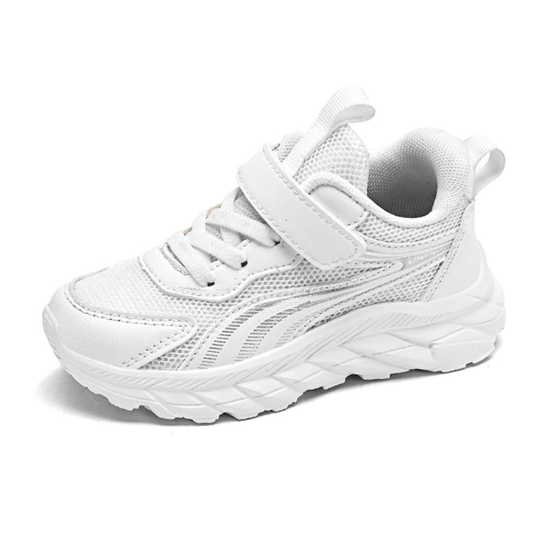 

Белые спортивные детские кроссовки для мальчиков, повседневная обувь, сетчатые дышащие детские школьные кроссовки для девочек, нескользящие кроссовки для тенниса, размер 28-39 29