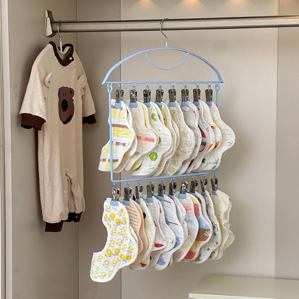18 Clips Socks Drying Rack Large Capacity Stainless Steel Multi-clip Sock Drying Hanger Windproof Rust-proof