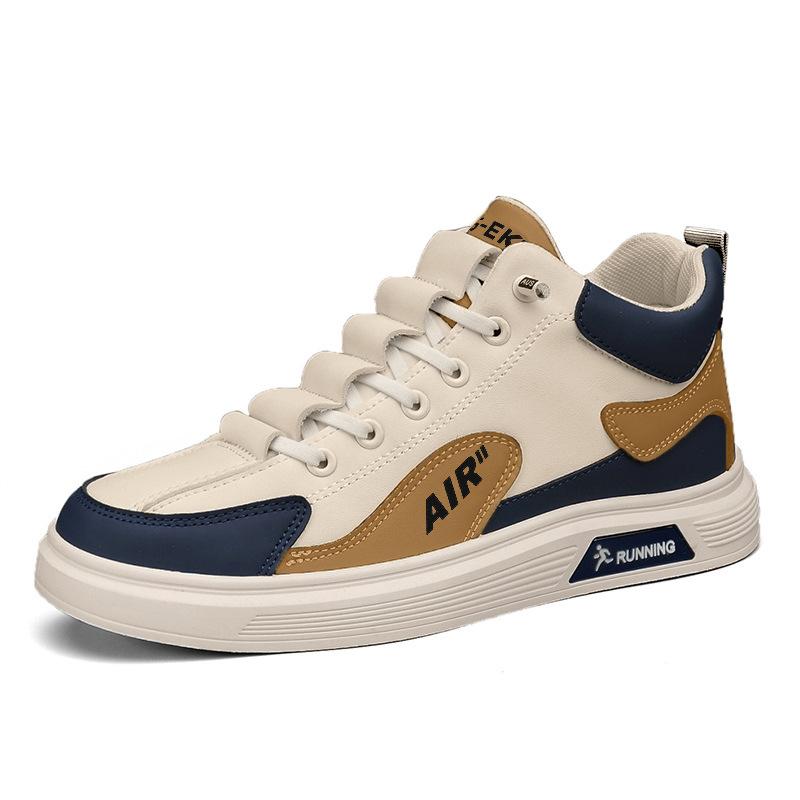 

Medium and high top fashion casual board shoes youth outdoor flat-bottomed sports shoes leather fashion sleeve men s lazy shoes 44