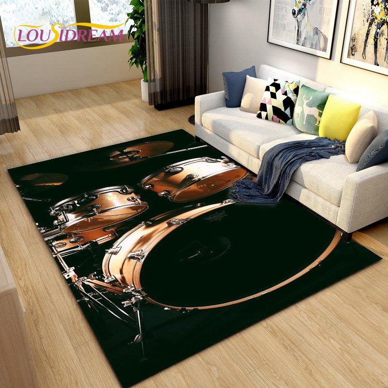 Drum Kit Music Instruments Area Rug Large,Carpet Rug for Living Room Bedroom Sofa Doormat Decoration,Kitchen Non-slip Floor Mat