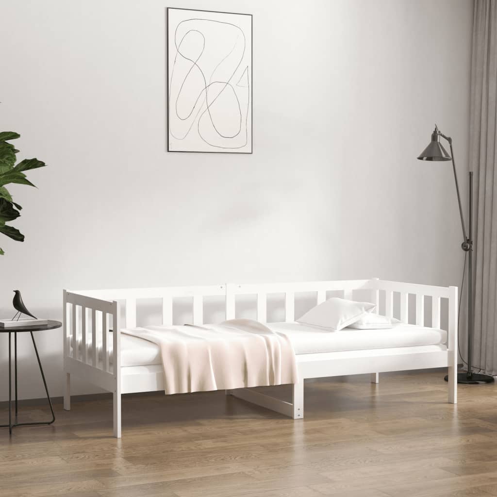 Daybed without Mattress White 90 x 190 cm Solid Pine Wood