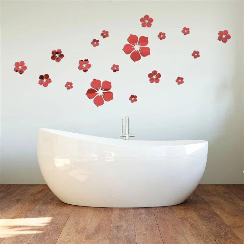 Sakura 3D akrylátové samolepky na zeď Samolepící zrcadlo Cherry Blossom pro dům Obývací pokoj Ložnice Koupelna Estetická dekorace