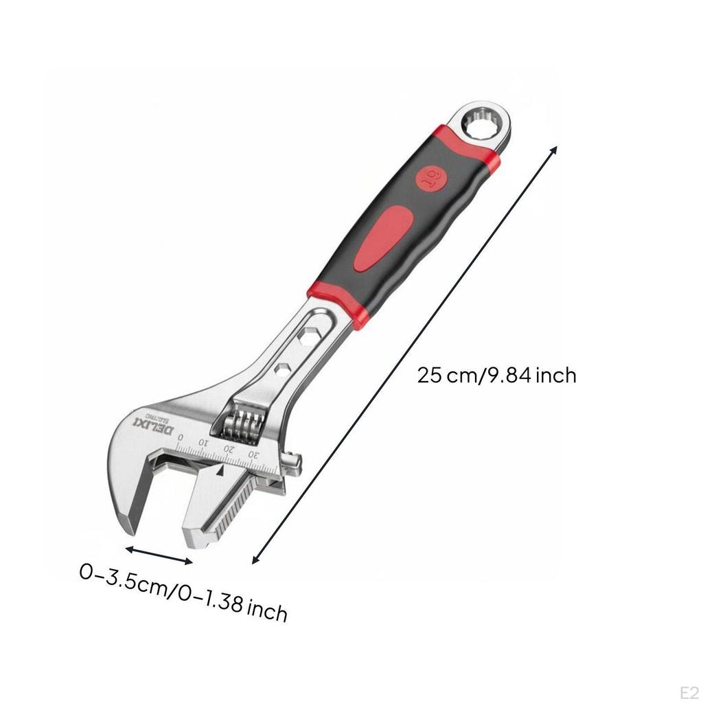 Adjustable Wrench Large Opening MultiFunction Spanner Ergonomic NonSlip Handle Universal Grip