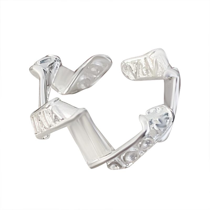 Lan Zhi 924 Sterlingsilber Buchstaben-Design Offener Ring - Nicht verblassend, Modisch und Einzigartig