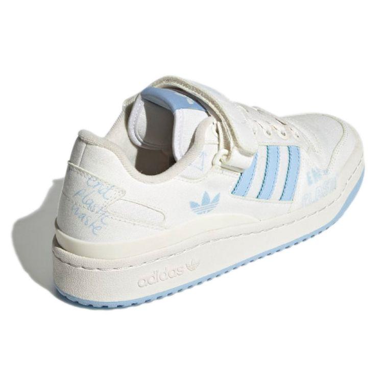 Adidas Originals Forum Low Synthetic Leather Velcro Durable Fit Low Top Skate Shoes Women Sneaker White Blue GY7985