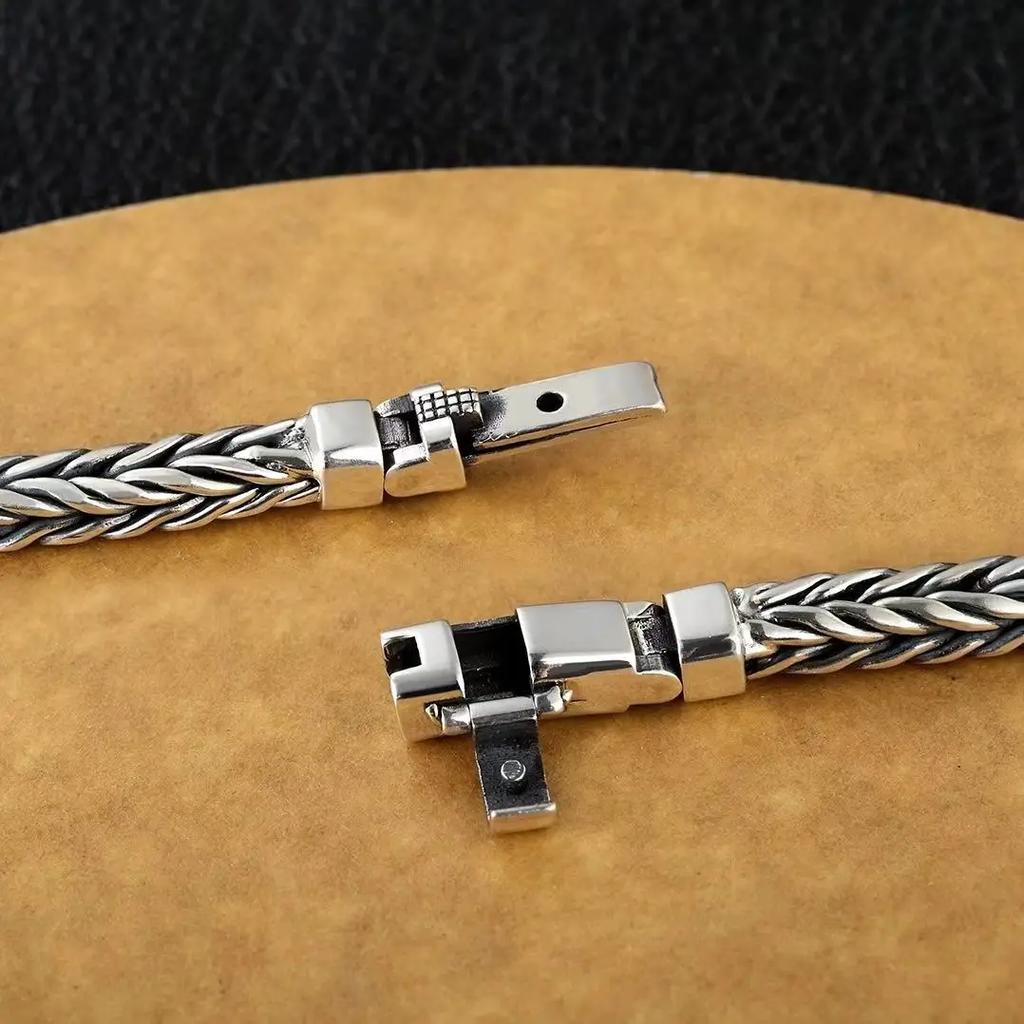 S925 Sterling Silve Twisted Bracelets For Men Hip Hop Handmade Exquisite Unique Fashion Jewelry Gift Factory Price