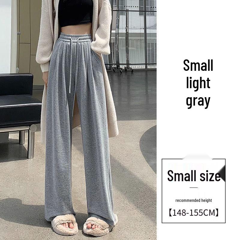 Unisex High-Waisted Thickened Gray Wide-Leg Fleece Pants - Casual Floor-Length Winter Wear