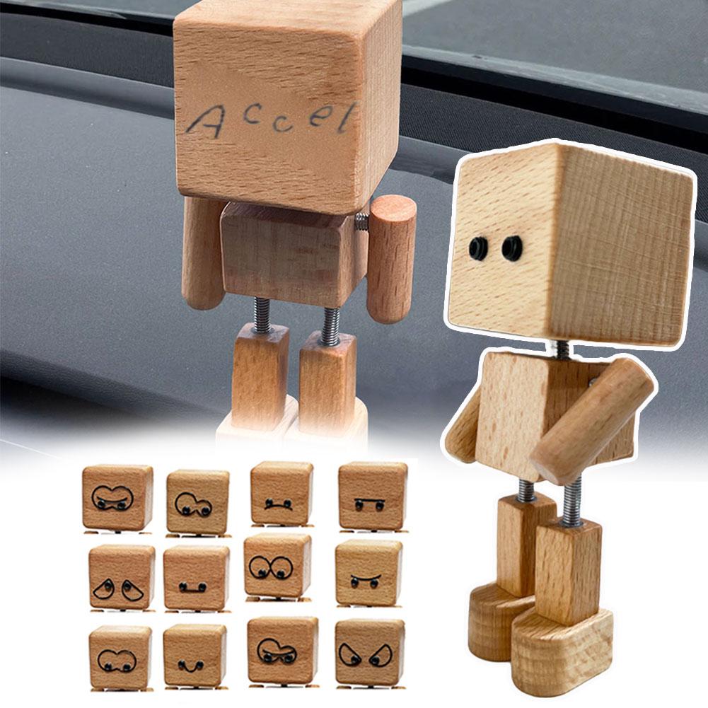 Car Aromatherapy Shaking Wooden Man Car Air Outlet Diffuser Figurine Prnament Interior Accessory Decoration Car E4K6