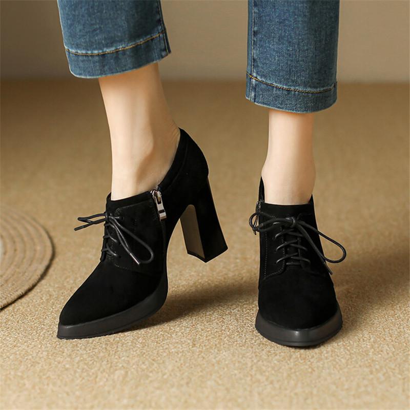 Fashion New Spring Genuine Leather Women Shoes Pointed Toe Women Pumps Shoes for Women High Heels Zapatos Mujer Loafers Ladies Shoes