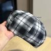 Spring and Autumn Xiaoxiangfeng Fashion Plaid Beret New British Retro Painter Hat Elegant Temperament Octagonal Hat Women