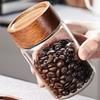 Small Glass Jars With Lids Spice Seasoning Coffee Beans Storage Containers Tube Wooden Sealed Bottle Airtight Canisters