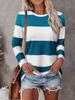 T-shirt da Donna con Stampa a Righe 3D Moda Manica Lunga Girocollo Top Regolari Vacanze Weekend Primavera e Autunno