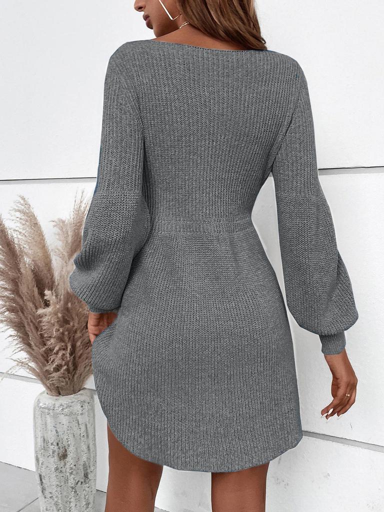 Women's Casual Woolen A-line Dress - Loose Fit Knitted Spring/Autumn Skirt