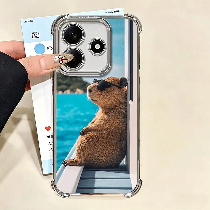 Animal Capybara Cute Plating Phone Case For Xiaomi Redmi Note 14 15 Pro Plus 13 12 11 11S 11T 10 9S 9 5G Anti-Fall Airabag Cover
