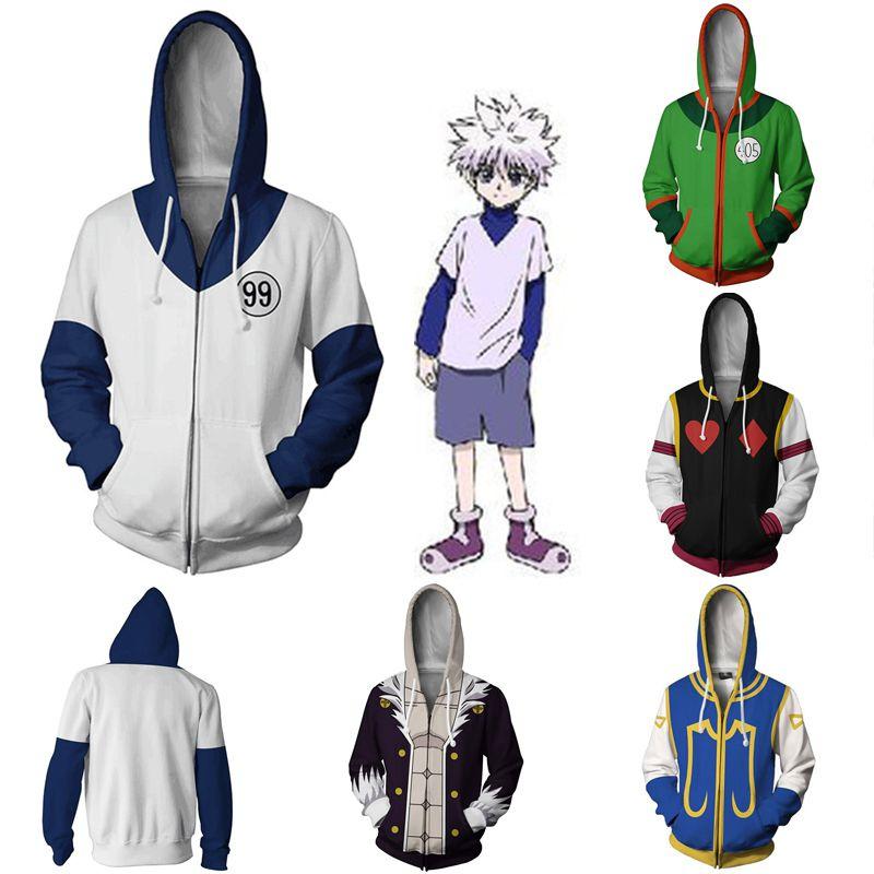 Hunter Hisoka Hunter Killua Zoldyck Zipper Jacket Cosplay Costume Hoodie Coat
