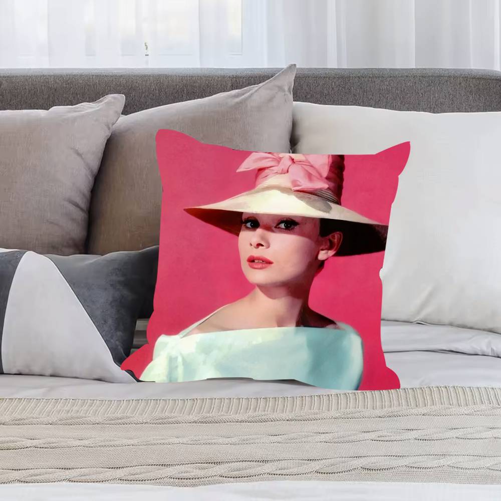 B=Beauty A-Audrey H-Hepburn Pillow Case Anti-dustmite Pillowcase Invisible Zipper Silky Short Plush Sofa Cushion Cover