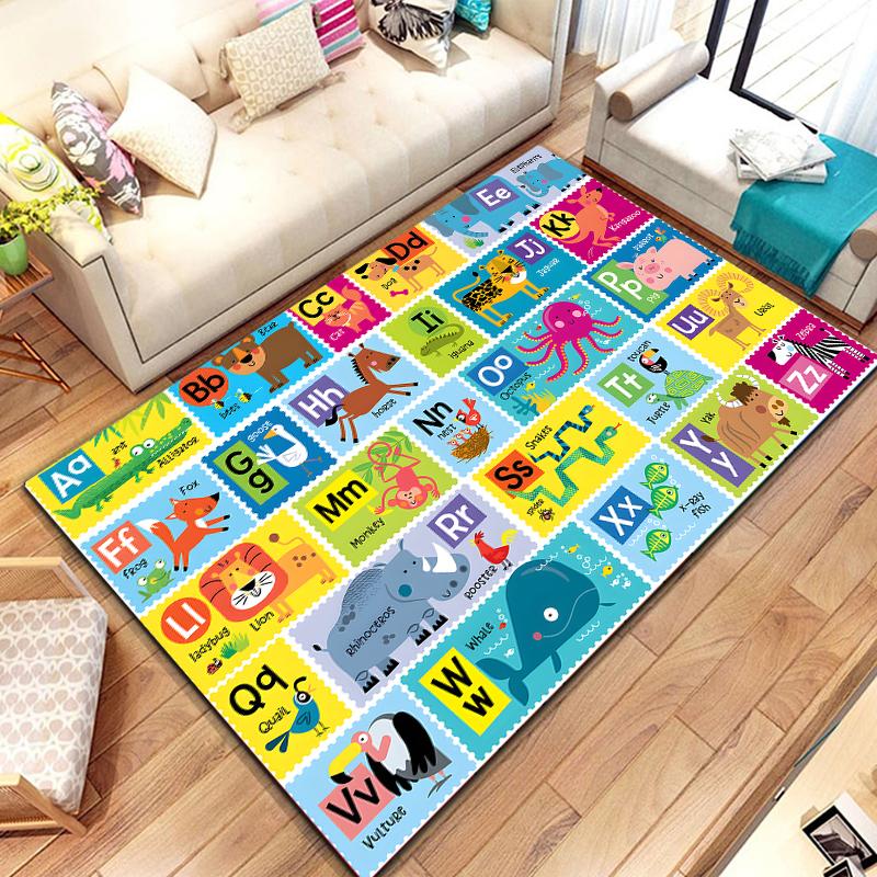 ABC Cartoon Alphabet Children Crawling Kids Playroom Early Education Area Rug,Carpet for Living Room Bedroom Sofa, play mats