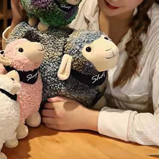 Sheep Plush Toy Ultra Soft Decorative Fluffy Kawaii Lamb Baby Accompany Sofa Toy for Birthday Gift