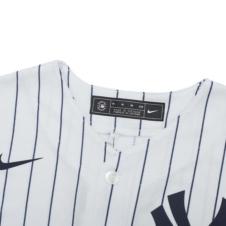 Nike New York Yankees Striped Logo Button-Up Casual Comfortable Sports Short Sleeve Kids Tops White 3Z3B3ZWAB-NYY