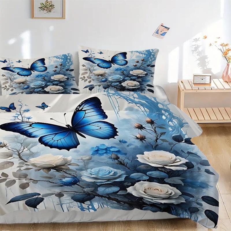 3-teiliges Bettwäscheset mit Schmetterlingsmotiv – Weicher und bequemer Bettbezug für Schlafzimmer und Gästezimmer M039