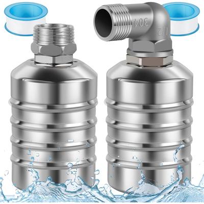 2Pcs 304 Stainless Steel Water Level Control Float Valve, Water Tower, Fully Automatic Mini Floating Ball, Valve Auto Shut Off Water Tank Safe Water