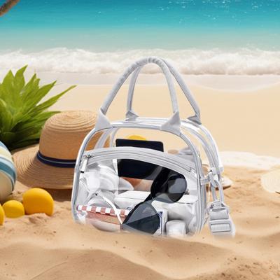 Transparente Handtasche Klare Umhängetasche Tote mit verstellbarem Riemen Großes Fassungsvermögen Wasserdichte Schultertasche für Strandurlaub Konzerte