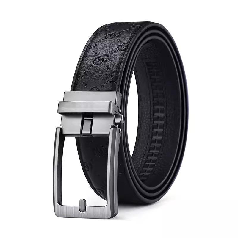 2024 Men s Genuine Leather Automatic Buckle Belt - Stylish Cowhide Waistband with Gift Box 115 cm