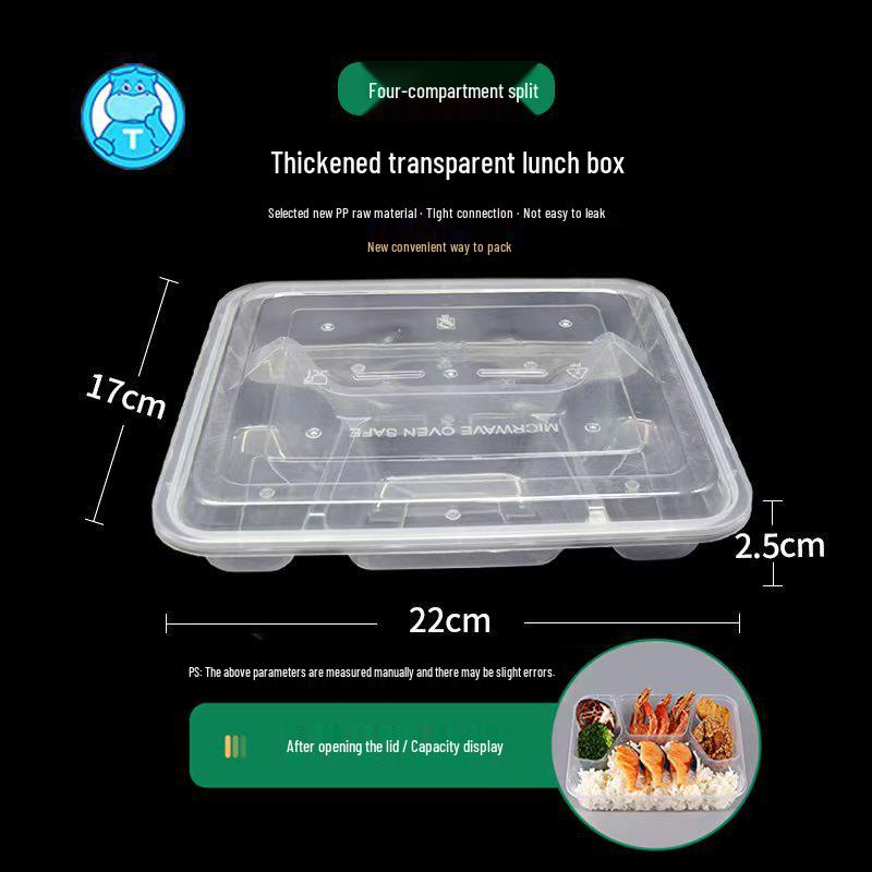 Taihemei High-End Disposable Bento Box, 4 & 5 Compartment, Sealed, Thick, Microwaveable Lunch Box