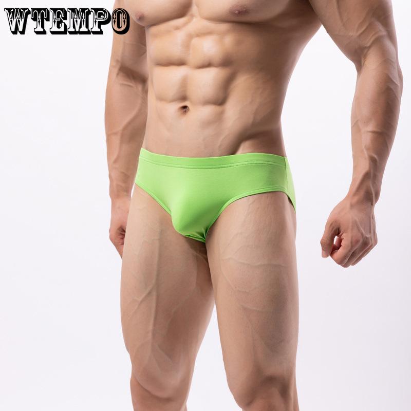 Men's Triangle Underwear Low Waist Adult Breathable Solid Color Summer Sexy Thong Sports Cotton