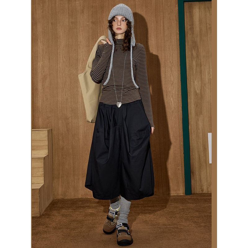 Coolhut Striped Design Versatile Women's Long-Sleeve T-Shirt Pullover Crew Neck Autumn Commuter Style Women's Top