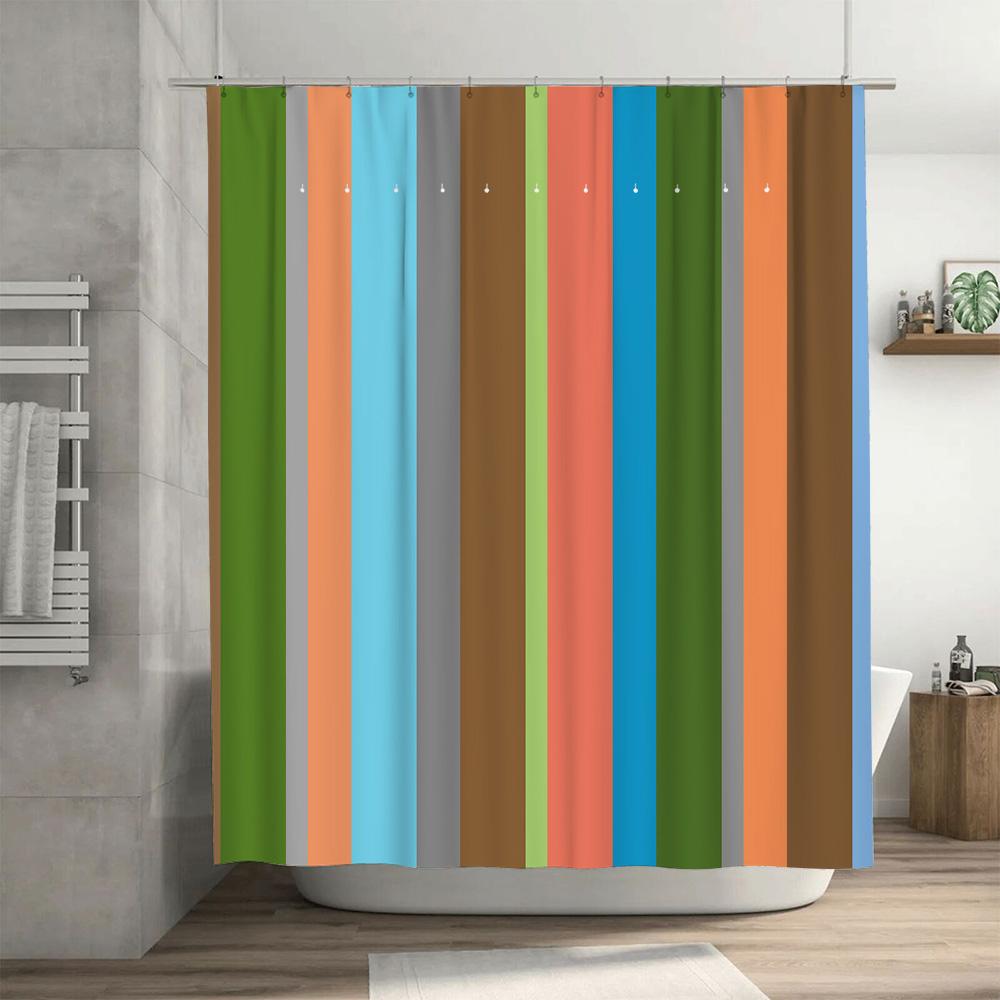 Brightly Colored Shower Curtain for Bathroom Decor Vivid Multicolor Waterproof Fabric Rod Pocket Hooks Set