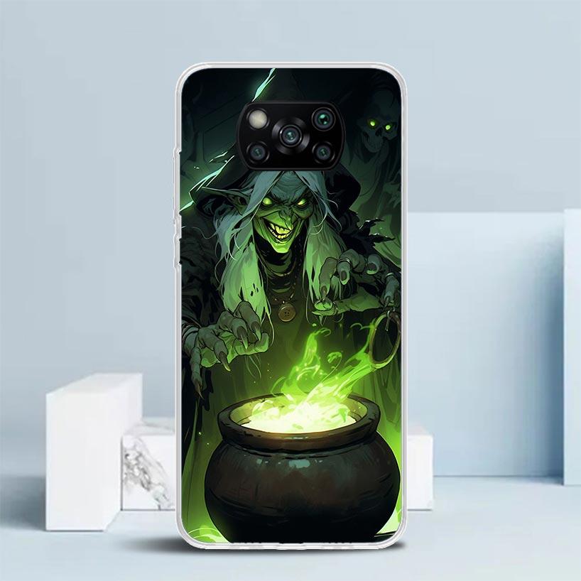 Halloween Moon Witch Horror Soft Cover for Xiaomi Poco F7 Ultra X7 X6 X5 Pro M7 Phone Case Redmi 15 15C 13 13C 12 12C 10 10C Pri