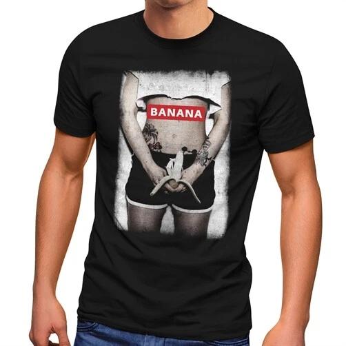 Men s T-shirt photo print banana print print shirt tattoo girl fashion XXXL