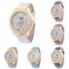 Elegant Women's Quartz Watch With Rose Floral Design And Sparkling Rhinestones