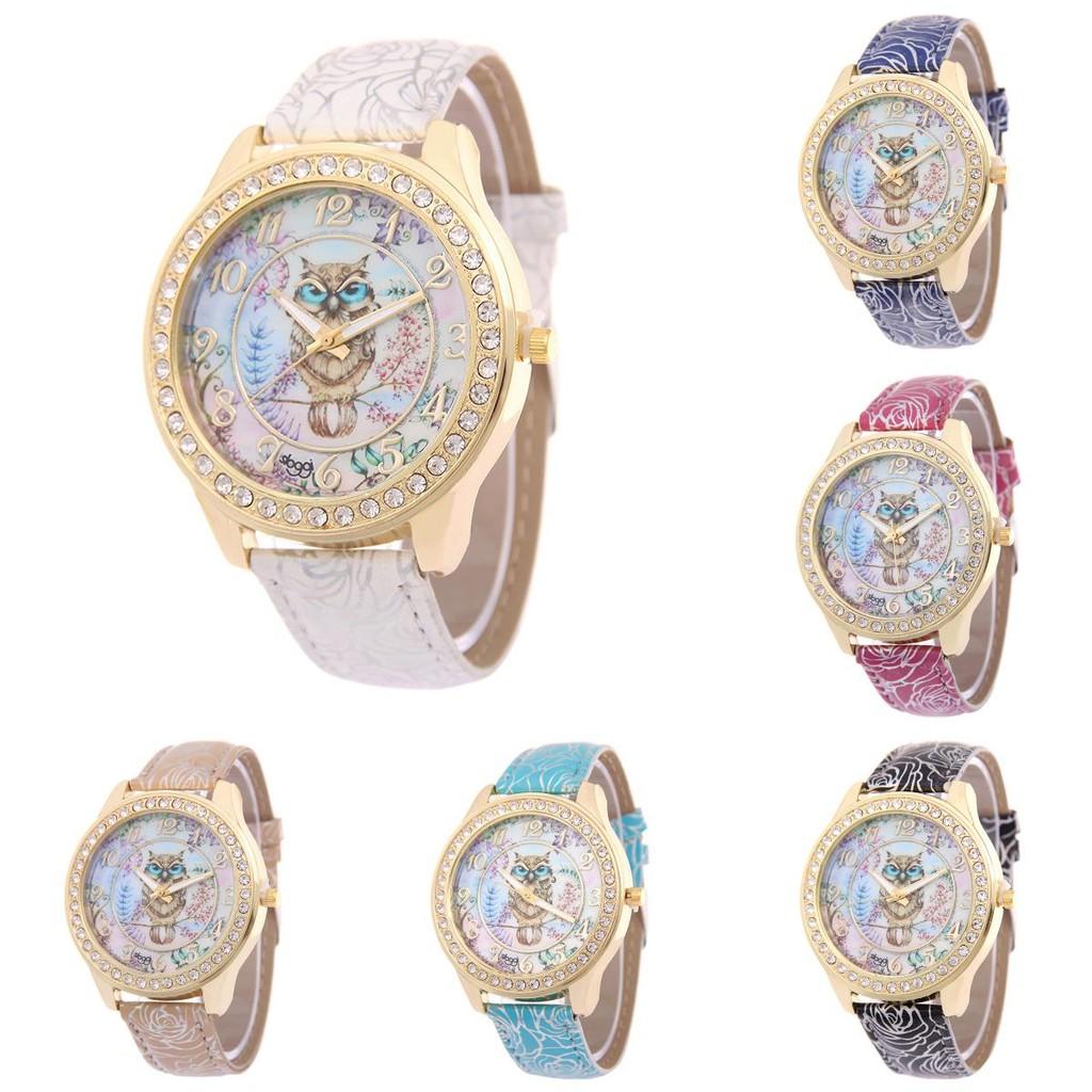 Elegant Women's Quartz Watch With Rose Floral Design And Sparkling Rhinestones