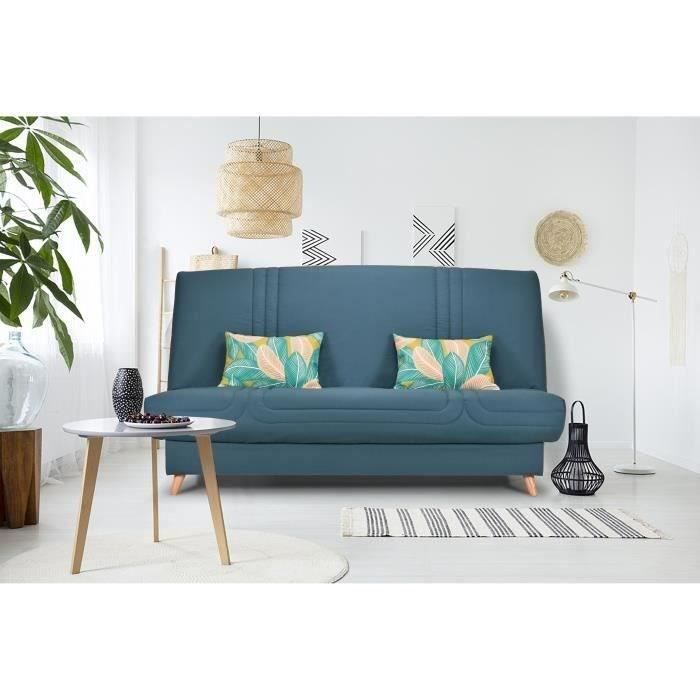 COMFORT BULTEX Click Bench Seat - Blue Fabric + Jungle Decorative Cushions - L193 X D95 X H101 - MONA
