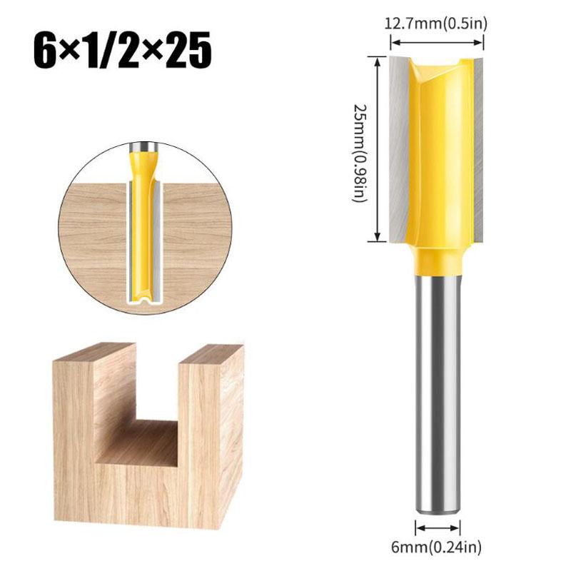 

2-зубая прямая фреза для чистовой обработки Деревообрабатывающие инструменты Набор фрез для фрезера по дереву Концевая фреза из карбида вольфрама Фреза 6 мм хвостовик 6*1/2*25 жёлтый