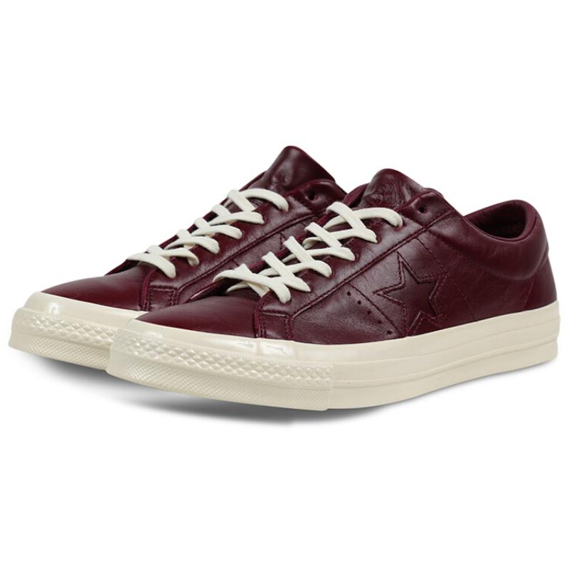 Converse One Star 74 Non-slip and Abrasion Resistant Low-Top Board Shoes Unisex Dark Red