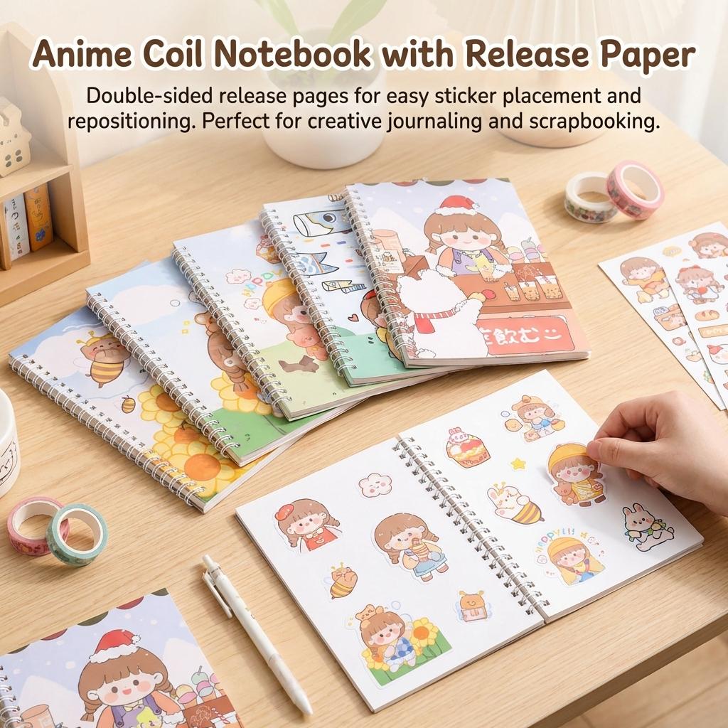 Carnet à spirales double face A5 B5 Style Anime Pour Étudiants et Employés de Bureau