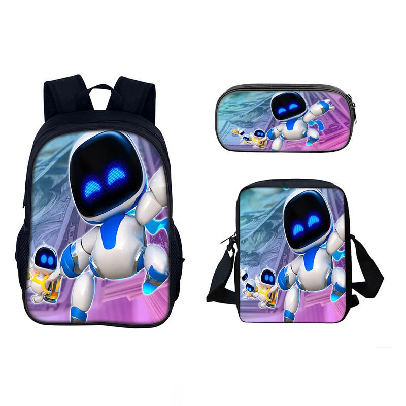 Astro Bot Space Robot Kids School Backpack Set With Cartoon Print For Elementary Students