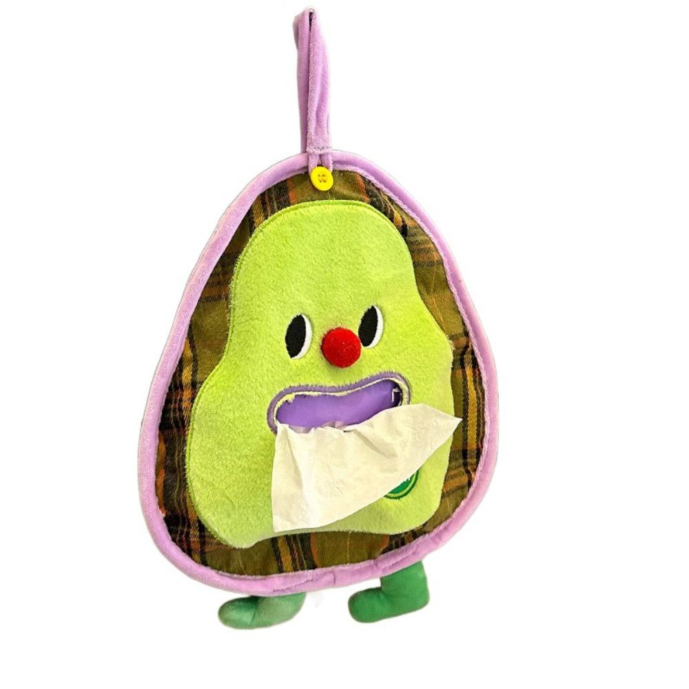 Plush Car Storage Bag Cartoon Hanging Tissue Bag Multi-Purpose Fruit Shape Tissue Box  Travel