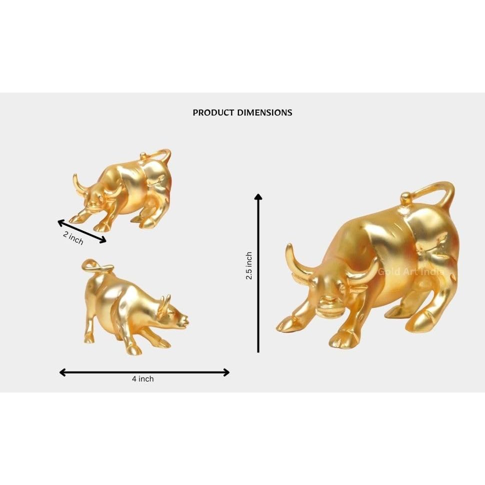 Gold Plated Vastu & Feng Shui Animals & Birds Set | Luck, Positivity & Wealth | Elephant, Bull, Kamdhenu Cow, (Gold Matte, 4 Inch)