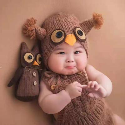Handmade Wool Owl-shaped Newborn Photography Outfit