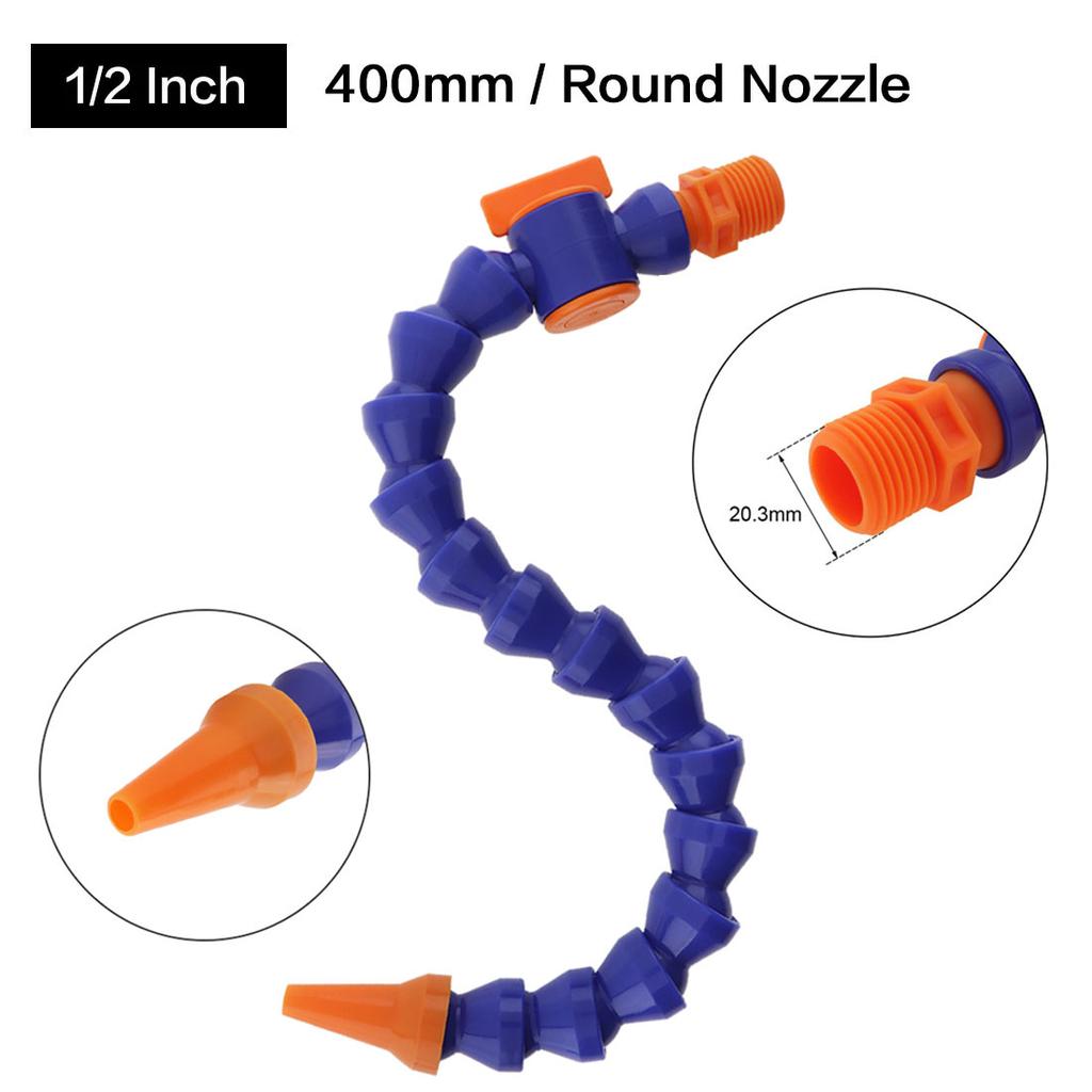 1/2 3/8 1/4'' 300mm 400mm Plastic Flexible Water Oil Coolant Tube Hose with Round Flat Nozzle for CNC Milling Lathe Cooling Pipe