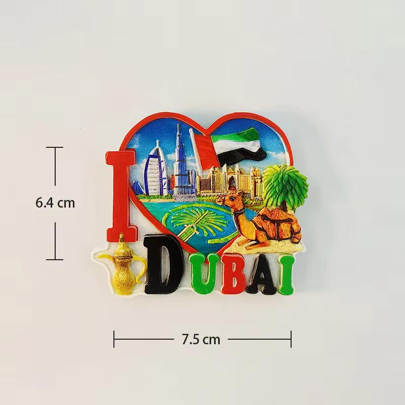 Dubai Golful Persic Burj Al Arab 3D Stereoscopic Suveniruri turistice Pictură rășină Decorațiune casă Magneți de frigider